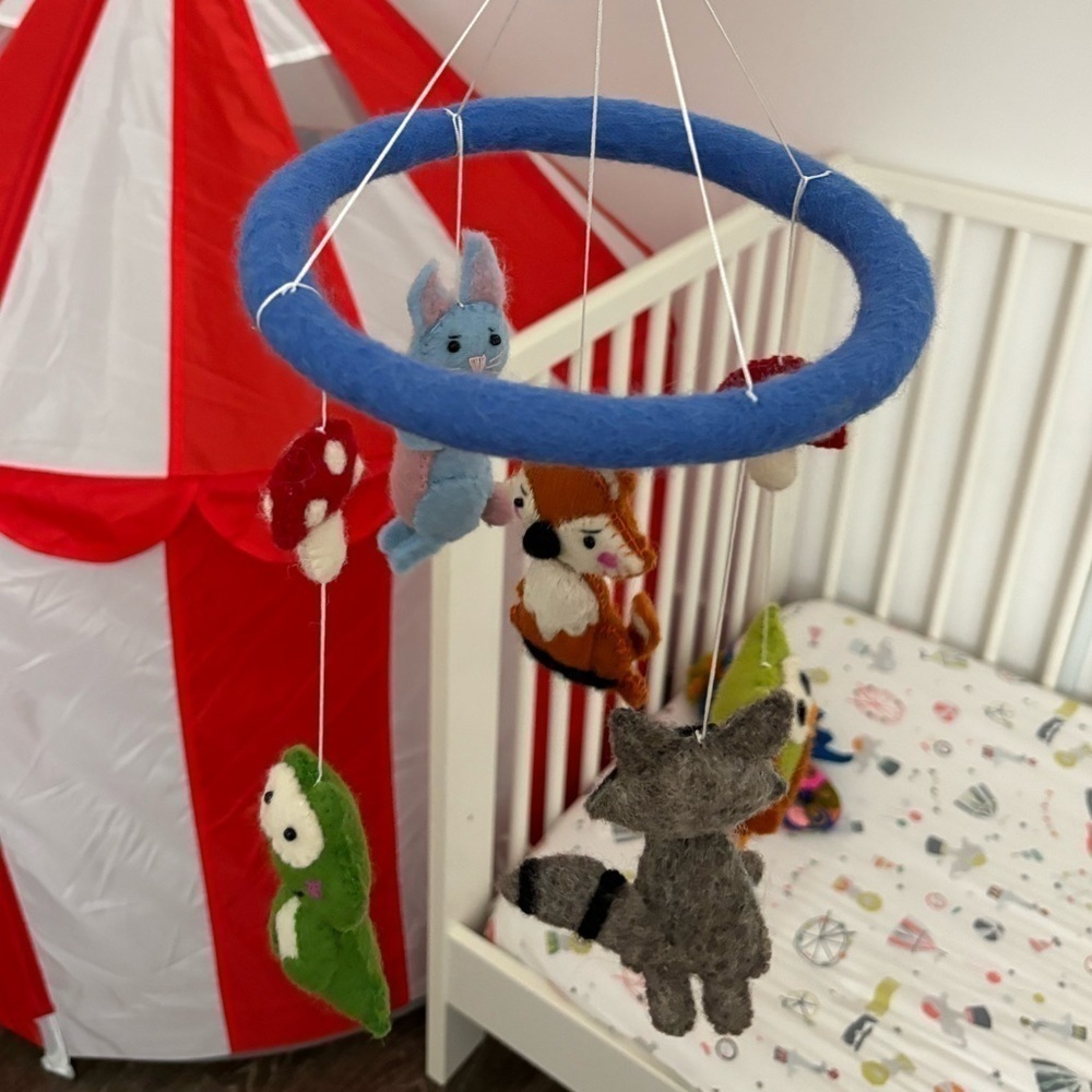 Woodland Animals mushroom nursery mobile handmade Fair trade Felt.‎ Multicolor